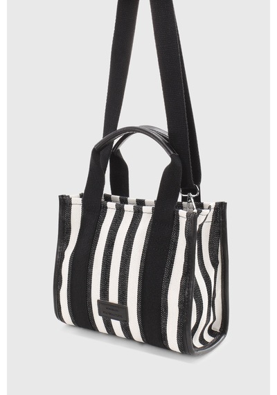 Housebags Siyah Çizgili Kanvas Tote Bag 245 Siyah Çizgili