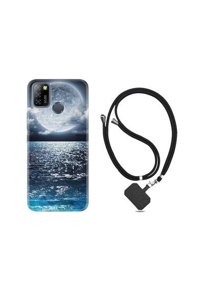 Infinix Smart 5 Kılıf Desenli Silikon Boyun Askılı Great Moon 1301