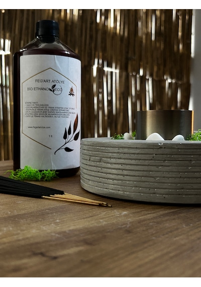 Dekoratif Bio-fire V2 Beton Masaüstü Şömine + 1 Lt Bio-ethanol Yakıt