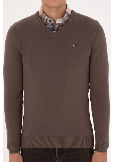U.S. Polo Assn. Erkek Slim Fit V Yaka Vizon Basic Kazak 50313668-VR052
