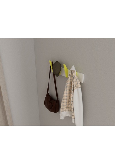 Hepsi3boyutlu Modern Duvar & Kapı Kanca Askılık - 4 Adet Sarı Kanca Askılık - Model No : 4 Sarı
