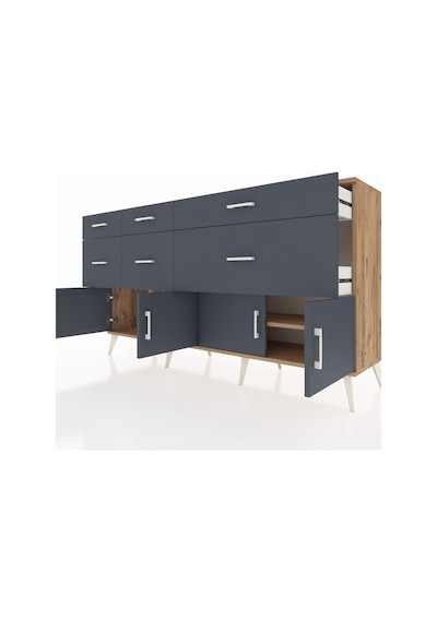 Hyperion Konsol Tek Raflı 6 Çekmeceli 4 Kapaklı 176x44x99 Çam-ant Çam-antrasit Hyperion Konsol Tek Raflı 6 Çekmeceli 4 Kapaklı 176x44x99 Çam-ant Çam-antrasit