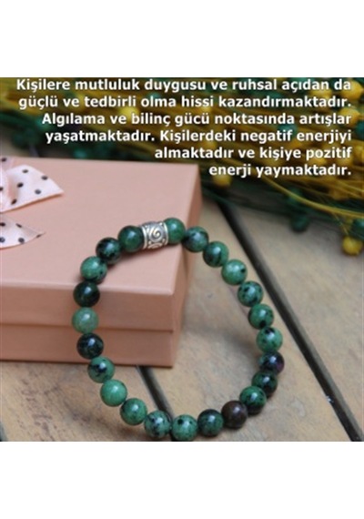 Osmanlı Değerli Taş Anyolit Taşı Doğaltaş Bileklik-8mm Yeşil B269