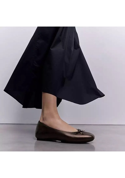 C89 Metallic Chocolate Br Babet Kadın Ih2-c89 Fitflop Delıcato Bow Soft Metallic-leather Ballerinas C89 Metallic Chocolate Br