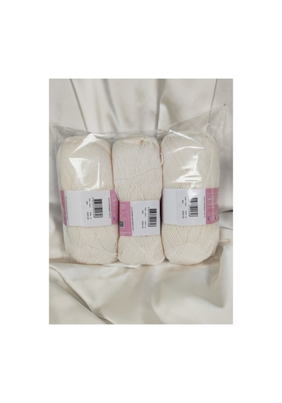 Lux Baby Ekru El Örgü İpi Art No:3010 - Nm:3.4 - 100gr. 340mt. 3 Adet - Renk: 004