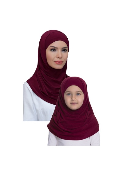 Hürrem Bone Bordo Pratik Anne Kız Kombin Tesettür Eşarp Sandy Kendinden Boneli 129078 16 Bordo