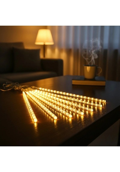 10'lu 45 Cm Plastik Meteor Led Usb 2m Kablo Sarı Renk Ağaç Işığı Renk Değiştiren Asmalı Dekoratif Renkli