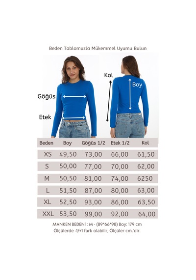 Likralı Pamuk Tişört-slim Fit -saks Saks