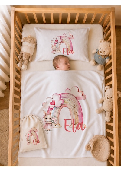 Pia Baby Kız Bebek %100 Pamuk İsme Özel Hastane Çıkışı Hediye Seti Yastık Tulum Battaniye Ve Kese 1048tybk0x Krem