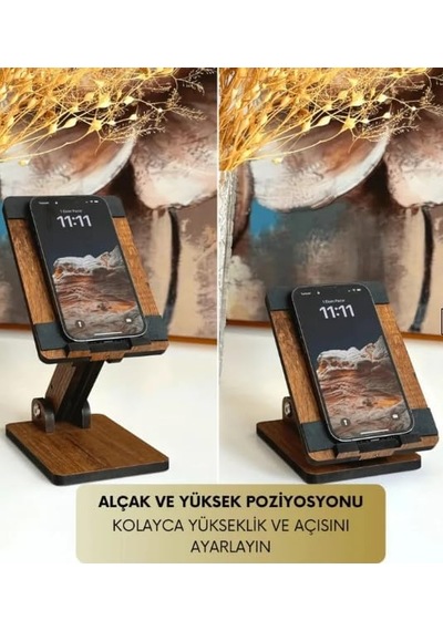 Vıgo Wood Eğim Ve Yükseklik Ayarlanabilir Telefon Standı Ceviz