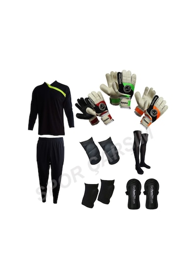 Kaleci Forma,Pantolon,Dizlik,Dirseklik,Çorap,Tekmelik,Eldiven Set (230631638) Siyah