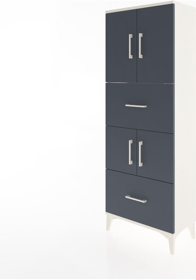 Arges Dolap 3 Raflı 2 Çekmeceli 4 Kapaklı 60x30x163 Aytaşı-antrasit Aytası