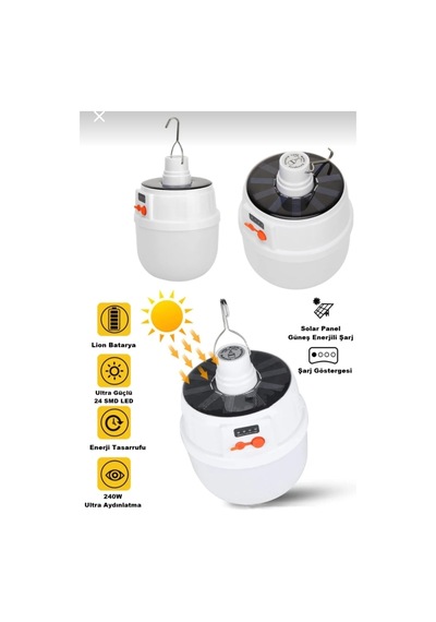 Güneş Enerjili Fonksiyonlu Kamp Doğa Çadır Dış Mekan Lambası 240w Asma Aparatlı Renkli