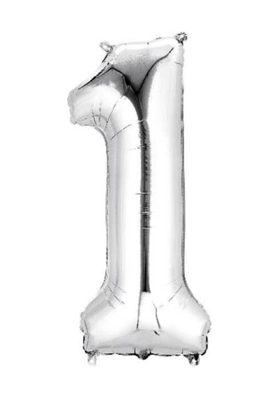 1 Rakam Folyo Gümüş Balon Küçük 35 Cm Beyaz