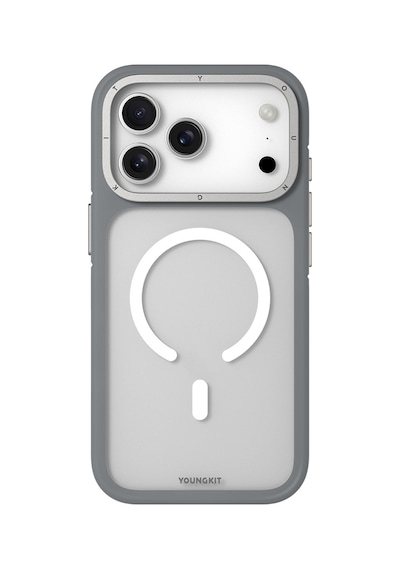 Apple Uyumlu iPhone 17 Pro Max Kılıf M-safe Şarj Özellikli Youngkit Rock Sand Serisi Kapak Gri
