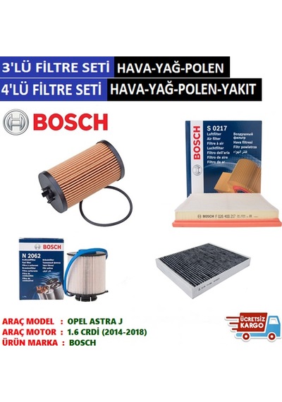 Opel Astra J 1.6 Cdti Filtre Bakım Seti 2014-2018