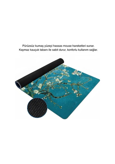 Van Gogh Desenli Masa Pedi 60x30 Cm 3 Mm Kaymaz Tabanlı Desk Mat Kumaş Mouse Pad Ofis Home Office İçin Geniş Pürü