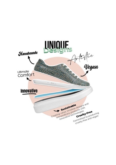 Kadın Vegan Deri Mavi Günlük Sneakers - Lemur Tasarım Çok Renkli