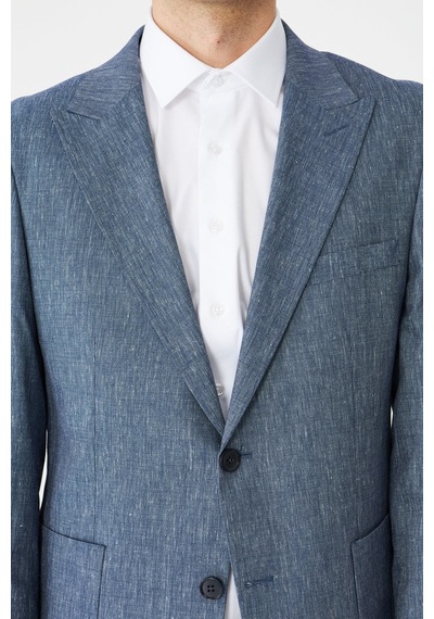 Mavi Dokulu Yazlık Modern Slim Fit Takım Elbise Desenli
