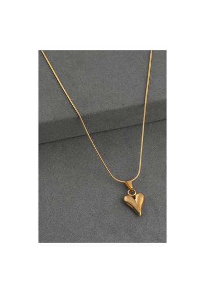 2em Konsept Vip Seri Kararmaz Çelik Klasik Bombeli Kalp Kadın Kolye Günlük Şık 45 Cm Gold