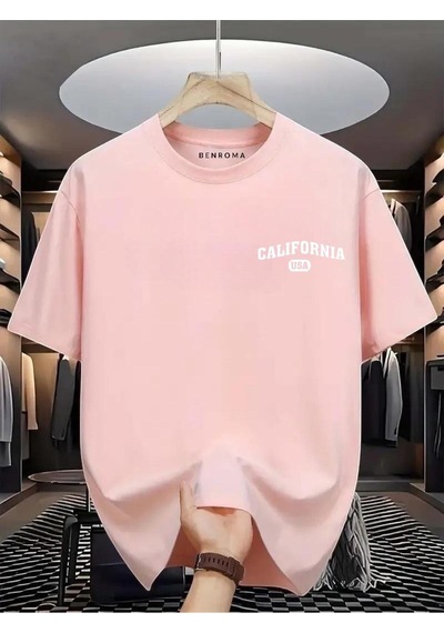 Calıfornia Usa Baskılı Oversize Tişört Pembe