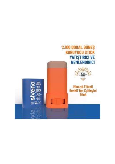 100% Doğal Stick Güneş Koruyucu Mineral Filtreli Renkli Ton Eşitleyici Hassas Uva Uvb Spf50+ 15