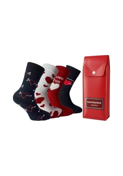 Gift Edition 4 Lü Kalpli Hediye Çorap Seti Pvc Çantalı Özel Seri Sevgiliye/anneye/arkadaşa Hediye 50 x 22