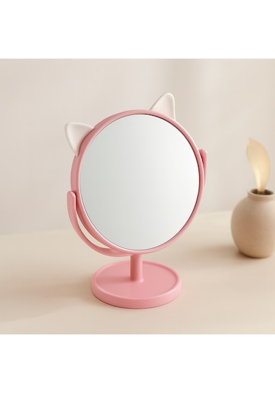 15 Cm Yuvarlak Ayaklı Plastik Makyaj Aynası