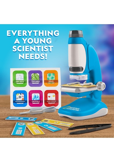 Çocuklar İçin National Geographic Junior Mikroskopu - Kit 250 Kata Kadar Büyütme Elde Taşınabilir Mini Ataşman İ
