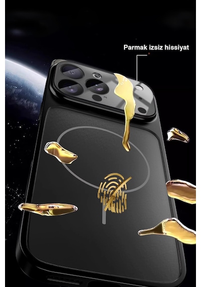 Apple Uyumlu iPhone Gümüş 13 Pro Max  17 Pro Max Görünüme Çeviren Kamera Koruma Magsafe Kılıf