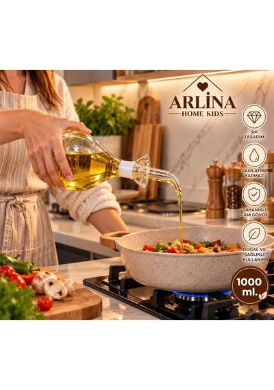 1000 Ml Cam Yağdanlık Siyah