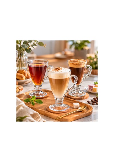 6 Lı Cam Ayaklı Bardak Seti,130 Ml,çay,kahve,türk Kahvesi,espresso Bardağı,cam Kupa Seti Şeffaf