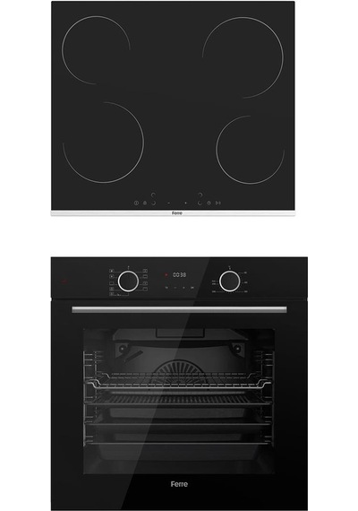 Ferre XE63CS Fryart -  MS261 Vitroseramik 2'li Siyah Cam Ankastre Set