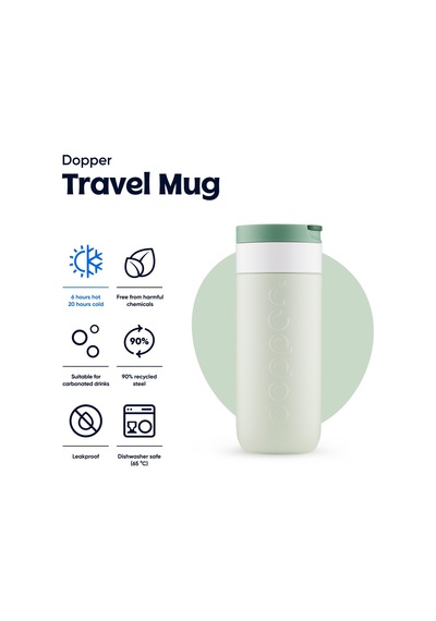 Dopper Travel Mug Yalıtımlı Termos Bardak 400 Ml - Orman Yeşili Açık Yeşil / Beyaz