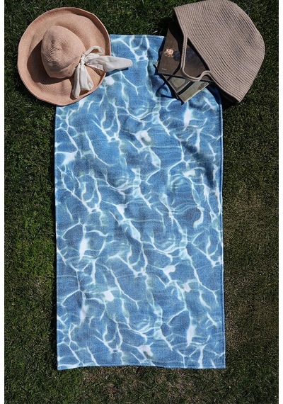 Kadife 70x140 Cm Unisex Renkli Desenli Plaj Havlusu Baveno Mavi