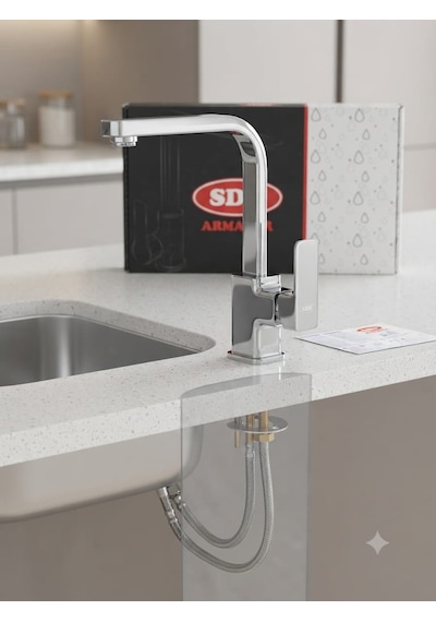Sdk Armatür Modern Krom Kaplama Kare Lavabo /lavabo Bataryası Ve Musluğu Seti Su Tasarruflu Kısa Model