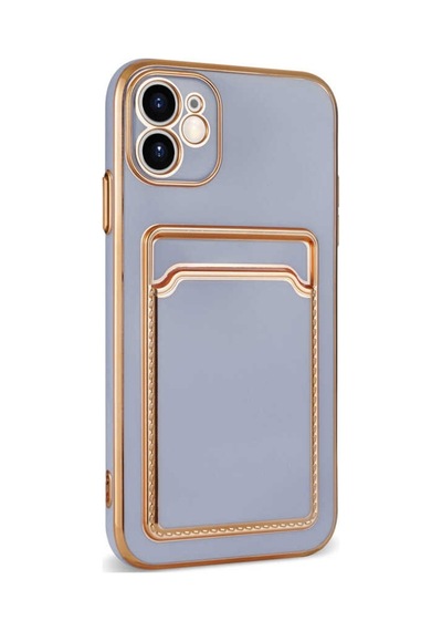 Apple Uyumlu  iPhone 12 Kilif Bark Kartlikli Kenarlari Altin Renk Kilif 558089730