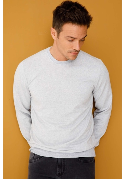 Igs İgs Erkek A.gri Modernfıt / Ekstra Dar Kalıp Bisiklet Yaka Sweatshirt Açık Gri