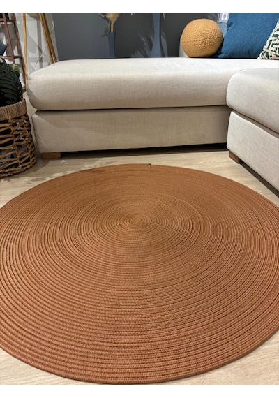 Mavaux Jüt Yuvarlak Hasır Görünümlü Klasik Halı Kilim Natural