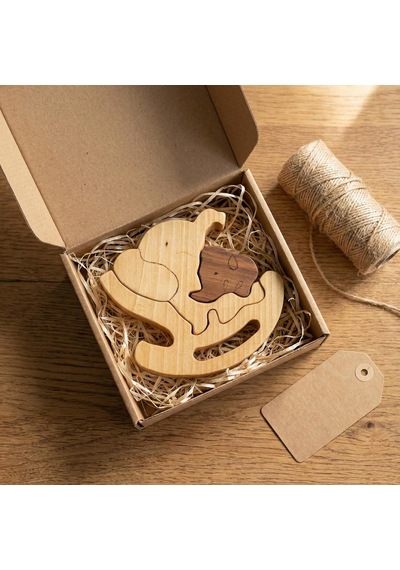 Simdale Wood İsimli Sallanan Anne Ve Yavru Fil - Ahşap Puzzle Oyuncak