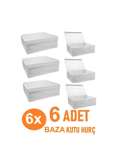 Yegge 6 Adet Set Baza Ve Çekyat Tipi Kutu Duvarlı Kalın Hurç 50x40x19 Baza Altı Hurç Çok Amaçlı Kutu Hurç Yegge Baza