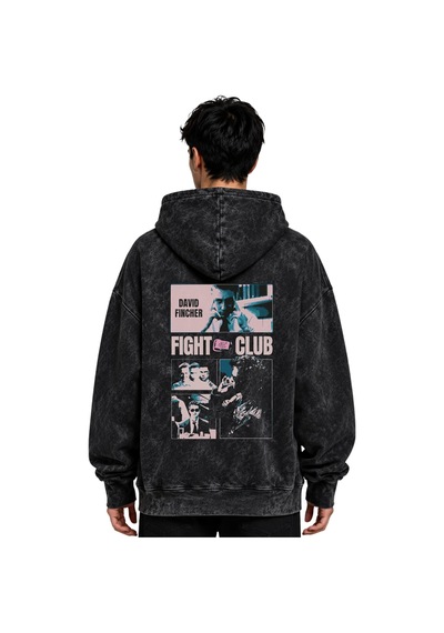 Sevbano Fight Club Tyler Durden Film Baskılı Unisex Oversize Yıkamalı Hoo Siyah