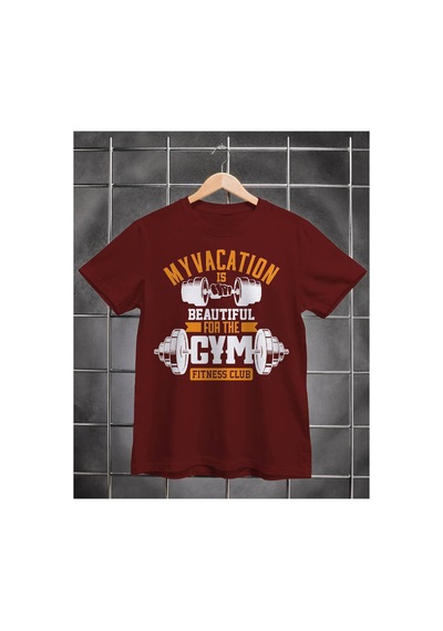 Segungear My Vacation Erkek Regular Fit Baskılı Spor Tişört Bordo - 931651062 Bordo