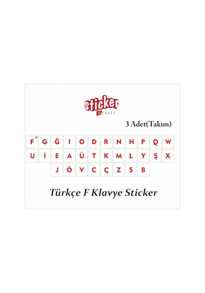 Türkçe F Klavye Sticker Çıkartma 3 Adet(Takım)