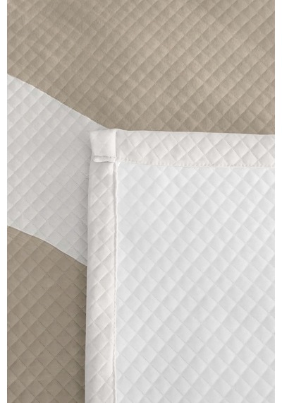 Bej Geometrik Genç Odası Tek Kişilik Pike Takımı - Ekru Minimal 160x220 Cm Kapitone Yatak Örtüsü Bordo