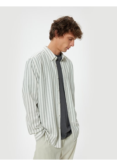 Koton Slim Fit Gömlek Uzun Kollu Düğmeli Yaka Detaylı Pamuk Karışımlı Gri Çizgili 5wam60005hw Gri Çizgili Koton Slim Fit Gömlek Uzun Kollu Düğmeli Yaka Detaylı Pamuk Karışımlı Gri Çizgili 5wam60005hw Gri Çizgili