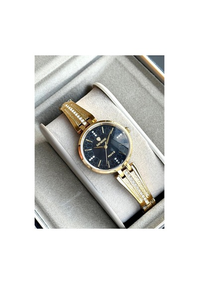 Rym-1043 Quartz Kadın Kol Saati - Su Geçirmez - Kasa Ve Kordon Çelik - 2 Yıl Garanti Gold-siyah Sarı