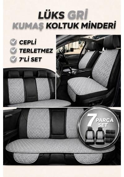 Volkswagen Beetle / Kaplumbağa 1938 2003+ Üniversal 7 Parça Kapitone Desen Kumaş Koltuk Minderi Gri