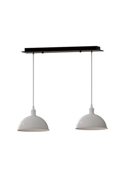 Riolight Retro,vintage,rustik Beyaz Şapkalı 2xe27 Metal Masa Üstüavize Uzunluk:60cm Beyaz