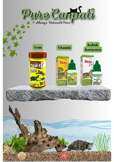 Kaplumbağa Yem Ve Bakım Seti Vitamin, Kabuk Koruyucu Su Kaplumbağaları İçin 250 Ml